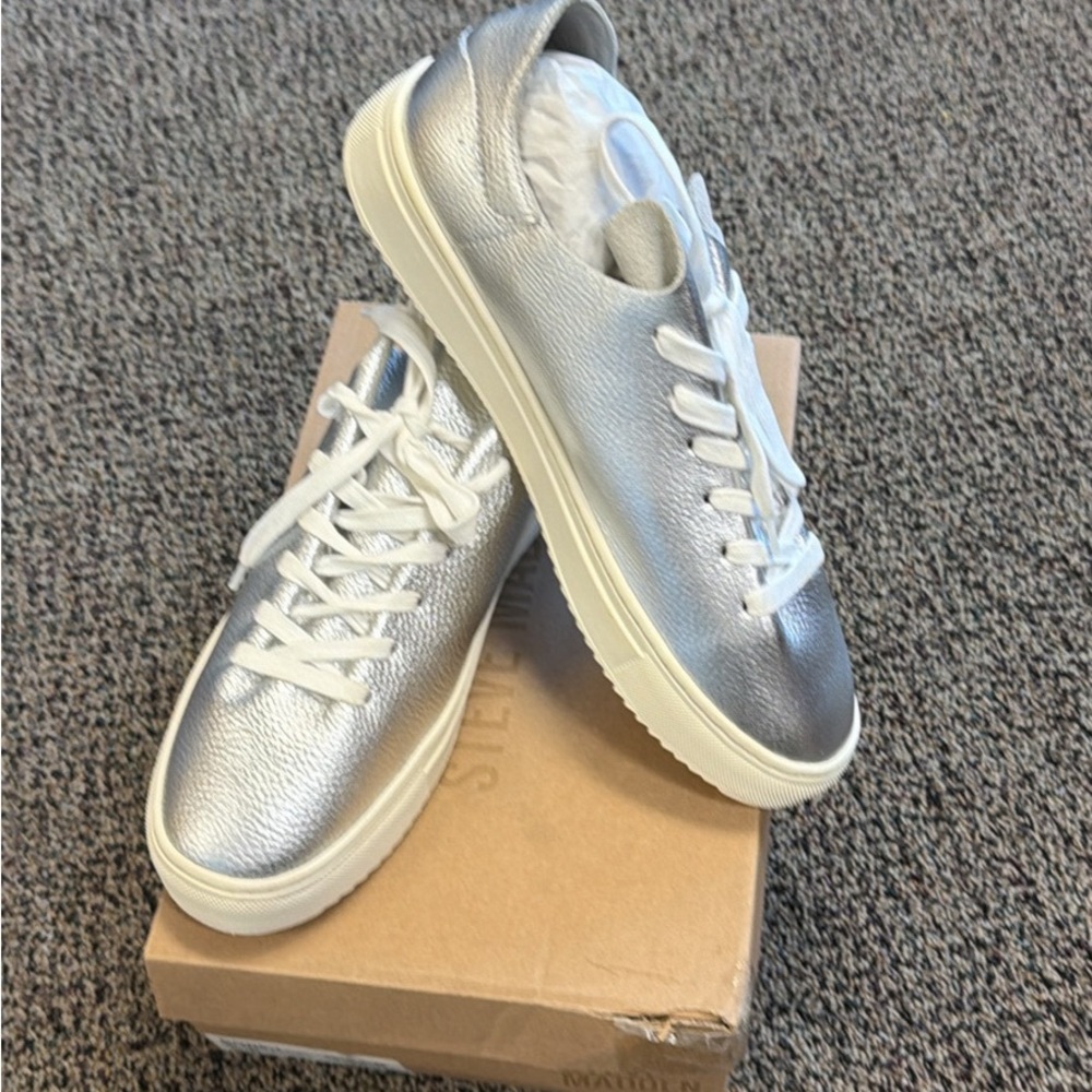 Steve Madden Leather Silver Sneakers